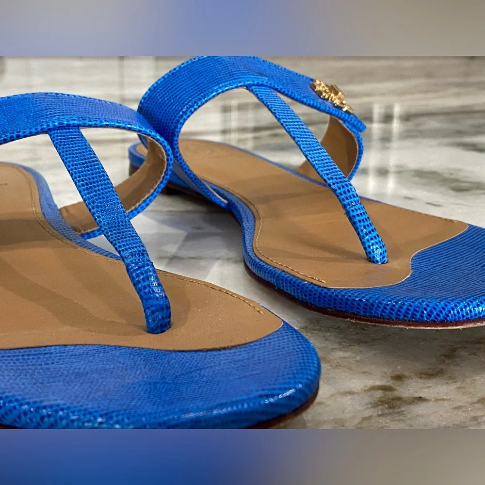 Tory Burch Thong Sandals Size 8 Royal Blue - Picture 2 of 5